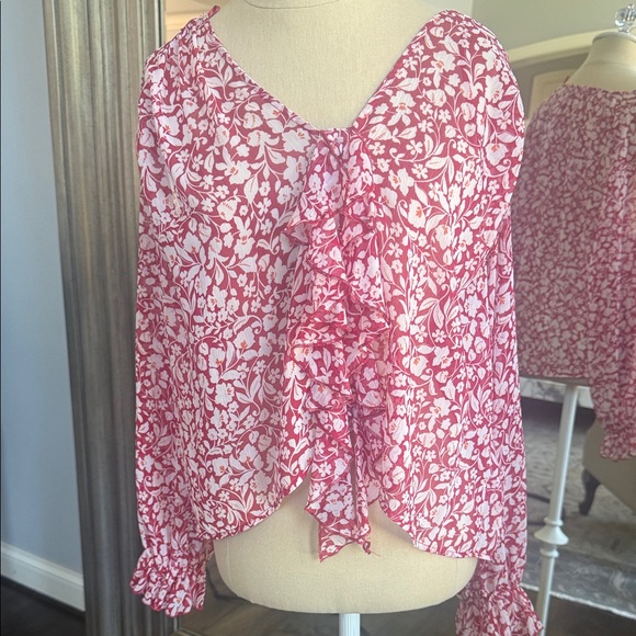 Zara Red and White Floral Blouse - Picture 1 of 3